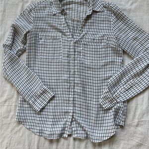 Express Slim Fit White Black Check Portofino Long Sleeve Small Business Casual